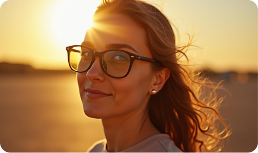 Person wearing glasses in sunlight